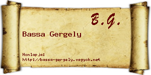 Bassa Gergely névjegykártya